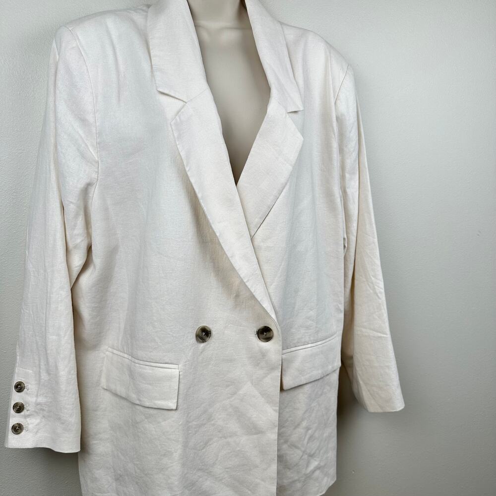 NEW Old Navy Double Breasted Linen Blend Blazer Cream XL Coastal Office Classic - Picture 4 of 13